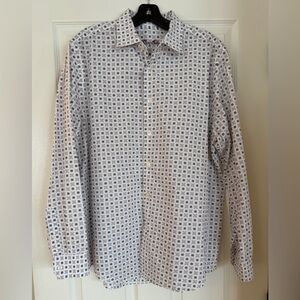 Tasso Elba Men's L Long Sleeve Geometric Shirt 100% cotton